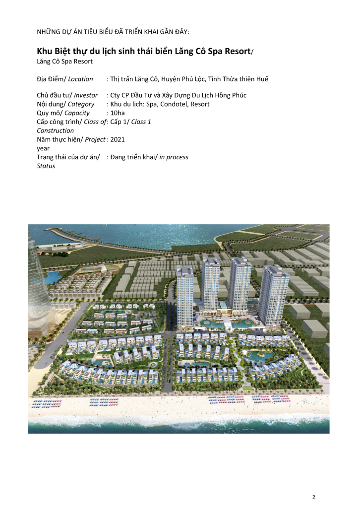 Dự án khu du lịch sinh thái biển Lăng Cô Spa Resort